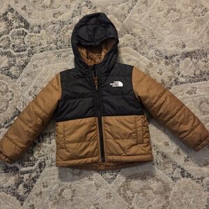 The North Face Reversible Black and Brown Hooded Coat Toddler 3T